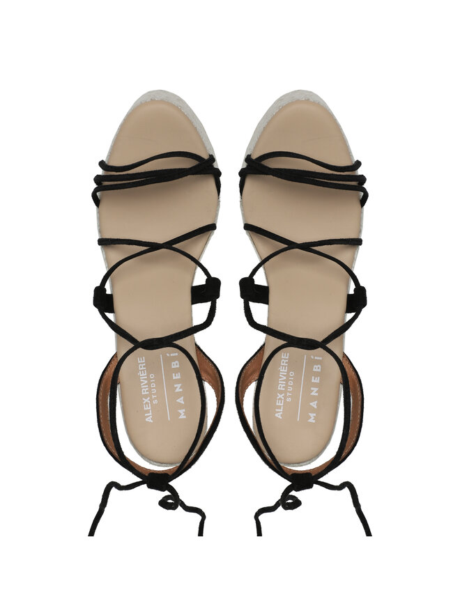 Manebi Espadrilles Manebi Lace-Up Wedge Espadrilles L 8.6 WA Melns