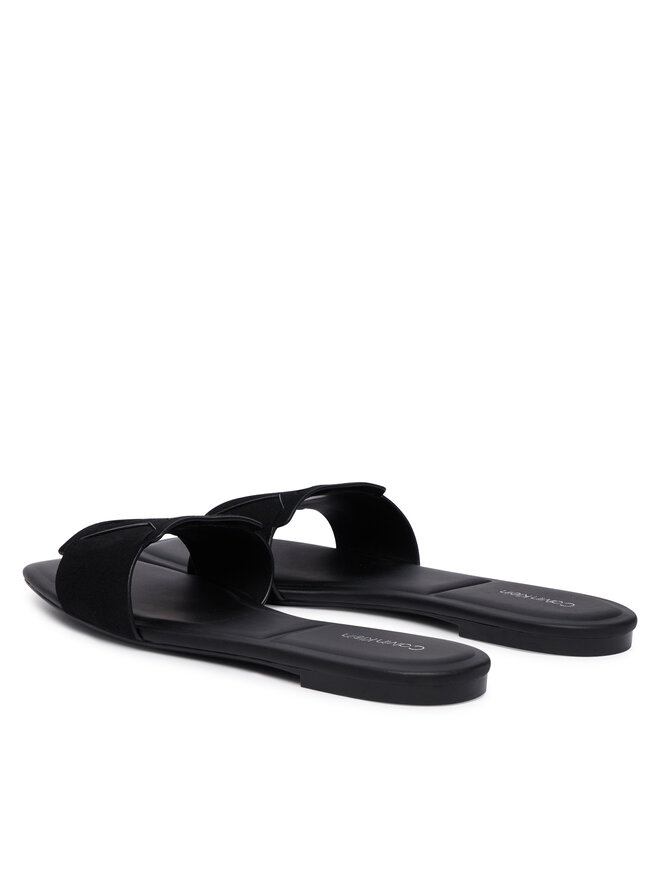 Calvin Klein Pantoletten Calvin Klein Square Flat Sndl Embl Suede HW0HW03055 Schwarz