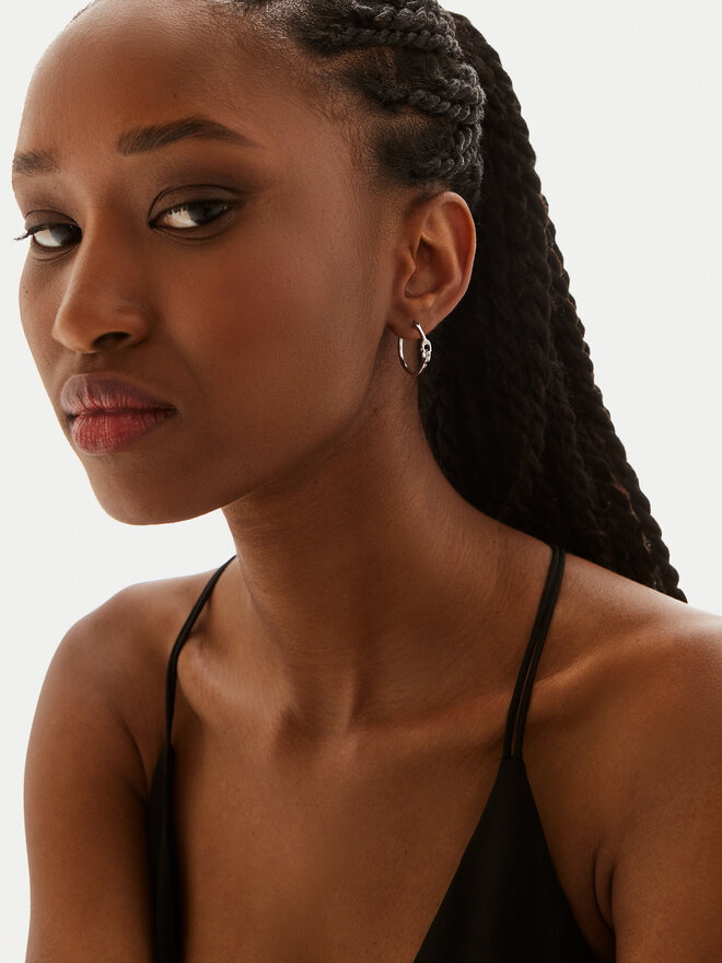 Coach Orecchini Coach Signature Hoop Earrings 37408160RHO030 Argento