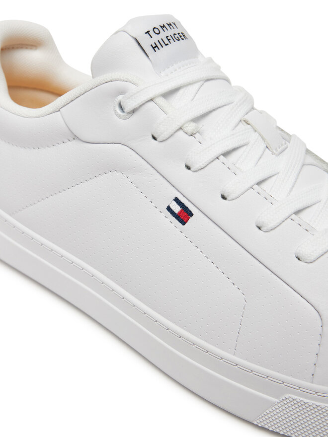 Tommy Hilfiger Sneakersy Tommy Hilfiger Icon Court Pinperf Lth FM0FM05483 Biały