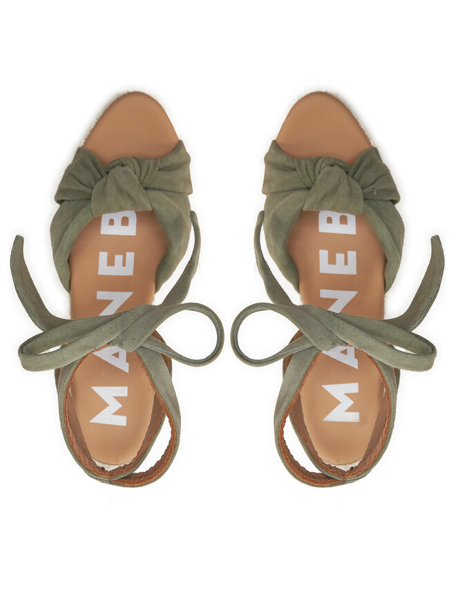 Manebi Espadryle Manebi Hamptons Wedge Espadrilles With Knot W 0.1 WS Zielony