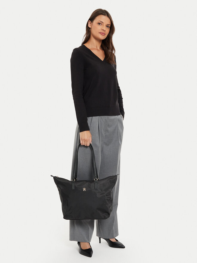 Tommy Hilfiger Handtasche Tommy Hilfiger Poppy Th Tote AW0AW15639 Schwarz