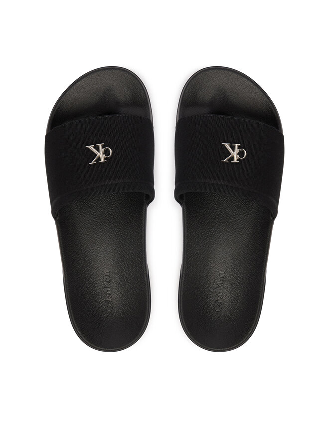 Calvin Klein Pantoletten Calvin Klein Nemo - Canvas Signature Logo Sliders HW0HW02960 Schwarz