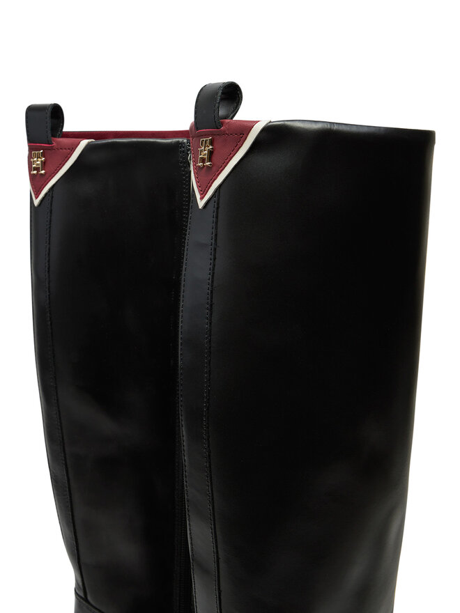 Tommy Hilfiger Kozačky Tommy Hilfiger Premium Leather Long Boot FW0FW08180 Černá