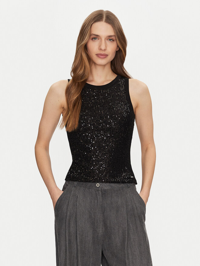 Guess Guess Τοπ W5GP06 KCS10 Μαύρο Regular Fit