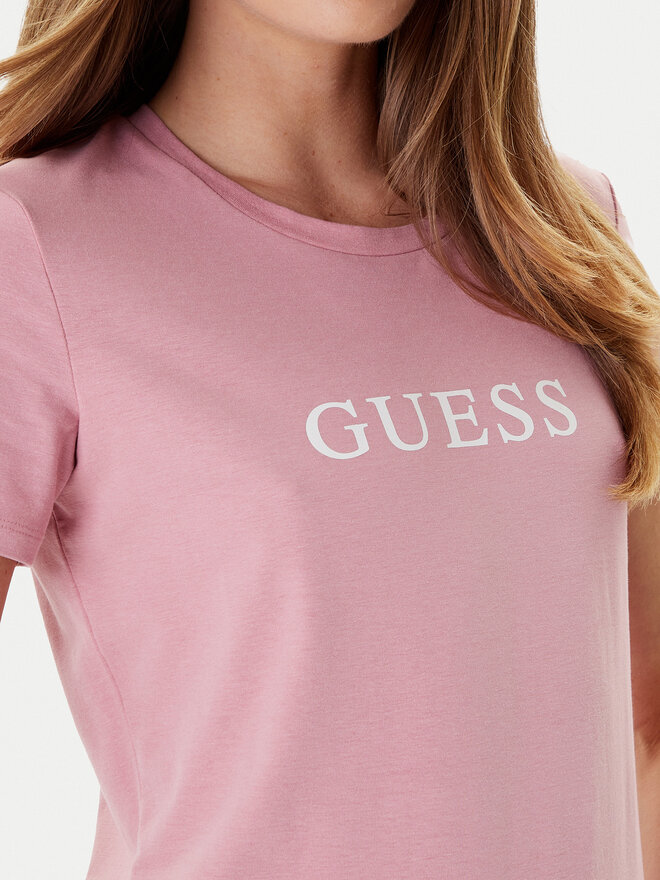 Guess Guess Marškinėliai O5RI01 KBBU1 Rožinė Regular Fit