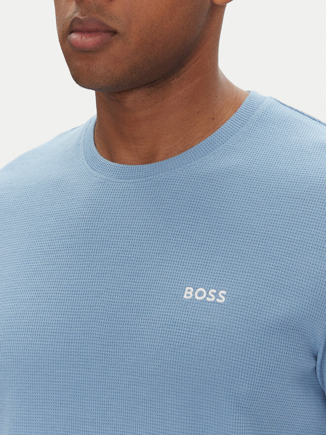 BOSS BOSS Pižamos marškinėliai Waffle T-Shirt 50535891 Žydra Regular Fit