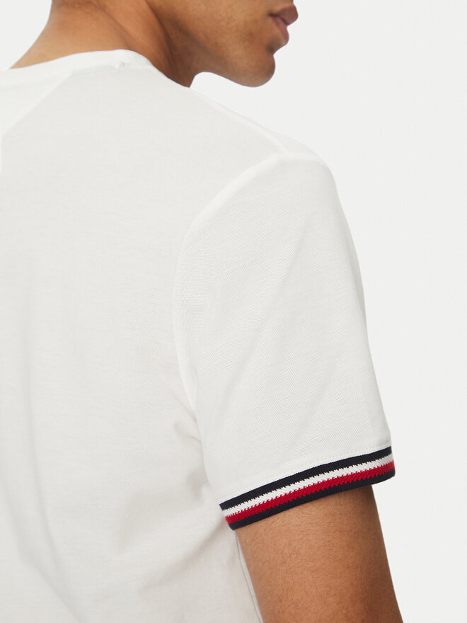 Tommy Hilfiger Tommy Hilfiger Marškinėliai Global Stripe MW0MW38630 Balta Regular Fit
