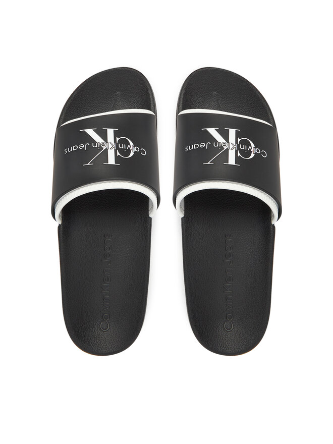 Calvin Klein Jeans Şlapi Calvin Klein Jeans Slide Rubber Neoprene Monologo YM0YM00361 Negru
