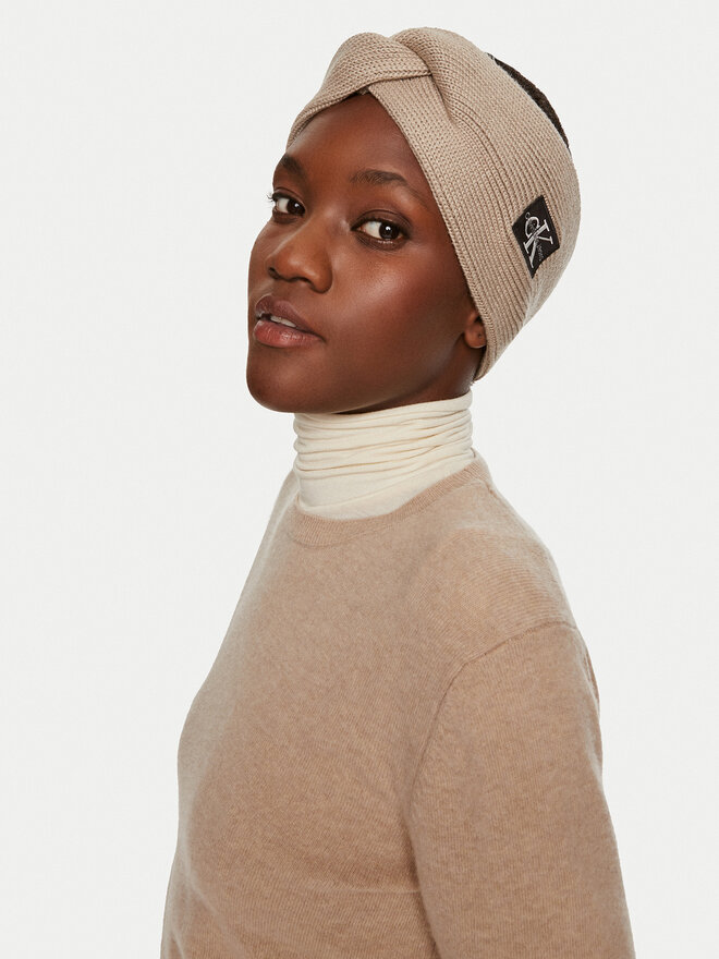 Calvin Klein Fascia per capelli Calvin Klein Mono Logo Patch K60K612660 Beige