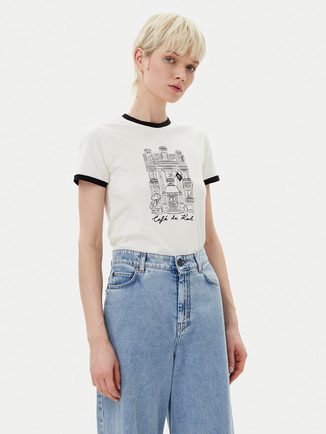 KARL LAGERFELD KARL LAGERFELD Camiseta A2W17087 Écru Regular Fit