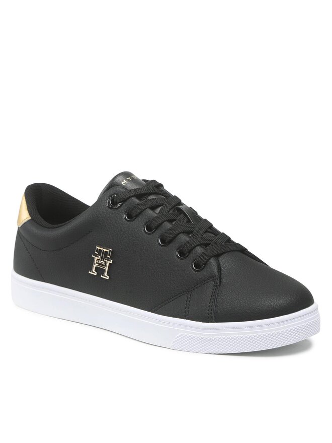 Tommy Hilfiger Superge Tommy Hilfiger Essential Th Gold Sneaker FW0FW07043 Črna