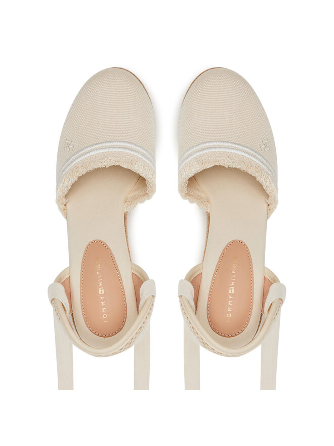 Tommy Hilfiger Espadryle Tommy Hilfiger Fringe Canvas High Wedge FW0FW08878 Écru