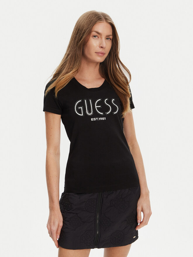 Guess Guess Marškinėliai W5YI05 J1314 Juoda Regular Fit
