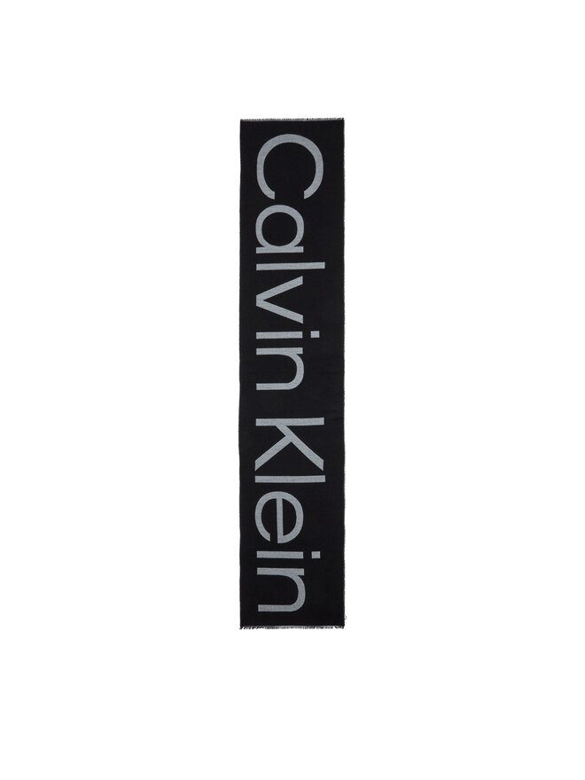 Calvin Klein Šál Calvin Klein Fringes 2-Tones Wool Blend Scarf K60K612028 Černá