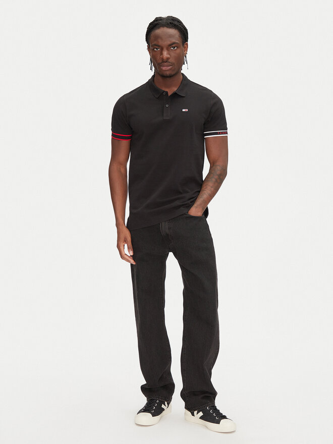Tommy Jeans Tommy Jeans Polo marškinėliai Flag Cuff DM0DM21306 Juoda Slim Fit