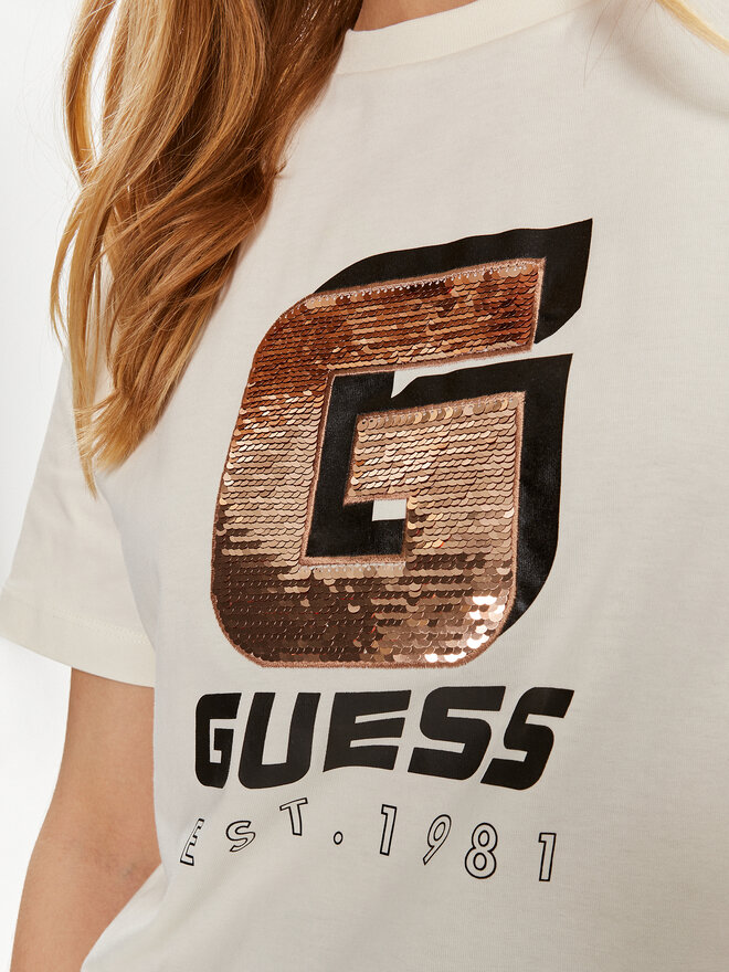 Guess Guess Camiseta Ines V4YI07 I3Z14 Écru Regular Fit