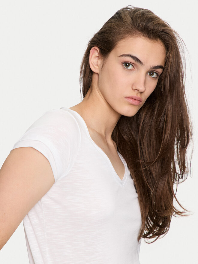 Sisley Sisley T-Shirt 3TNHL4007 Λευκό Regular Fit