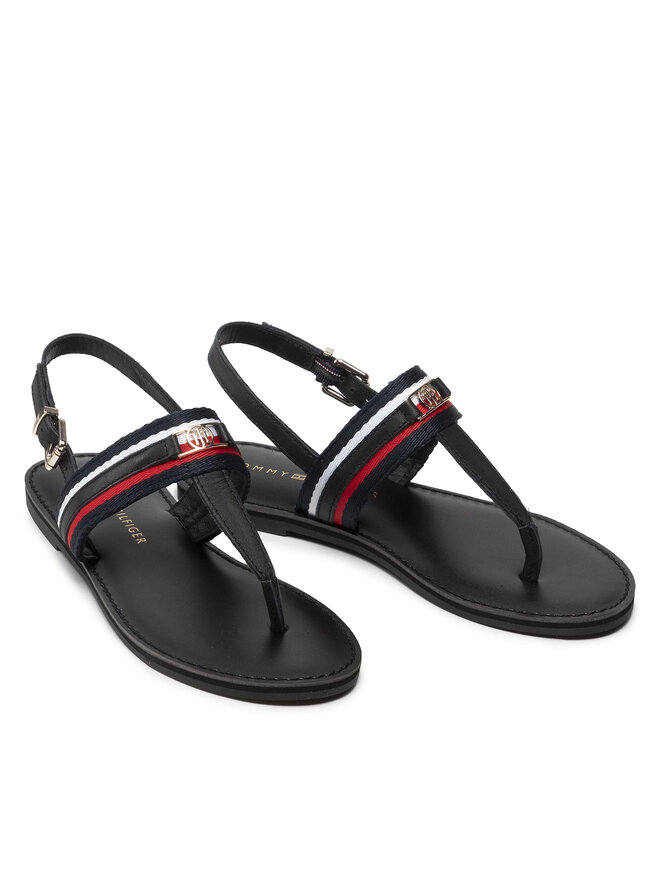 Tommy Hilfiger Sandalen Tommy Hilfiger Corporate Th Webbing Flat Sandal FW0FW06543 Schwarz