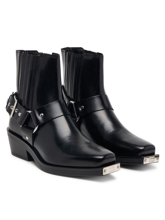 Tommy Jeans Stiefeletten Tommy Jeans Tjw Buckle Leather Cowboy Boots EN0EN03143 Schwarz