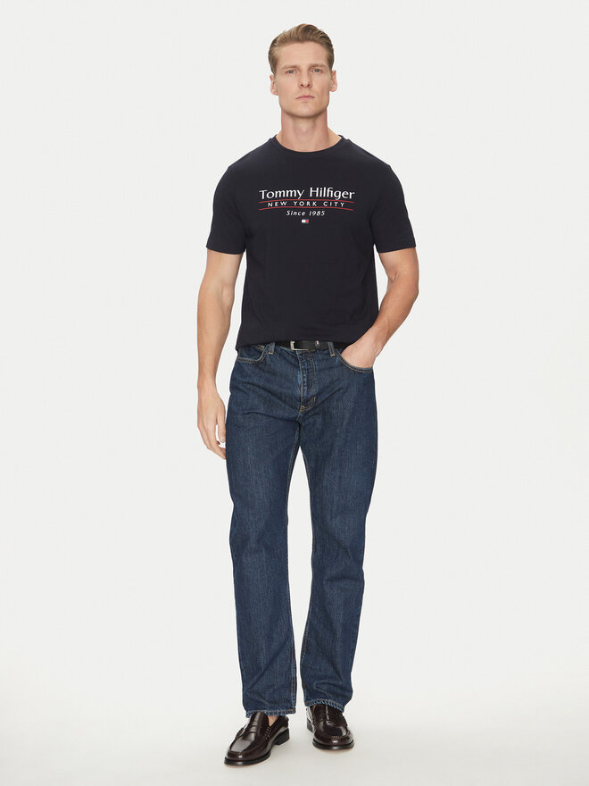 Tommy Hilfiger Tommy Hilfiger Majica Center Stack MW0MW38621 Mornarsko modra Regular Fit