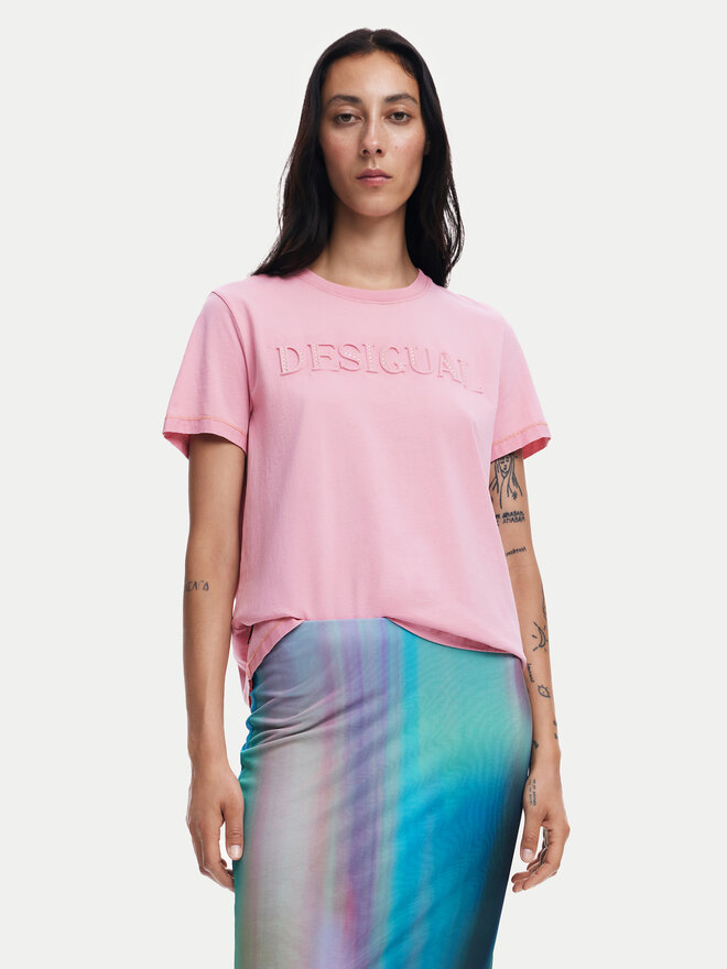 Desigual Desigual Marškinėliai Brandy 24WWTK24 Rožinė Regular Fit