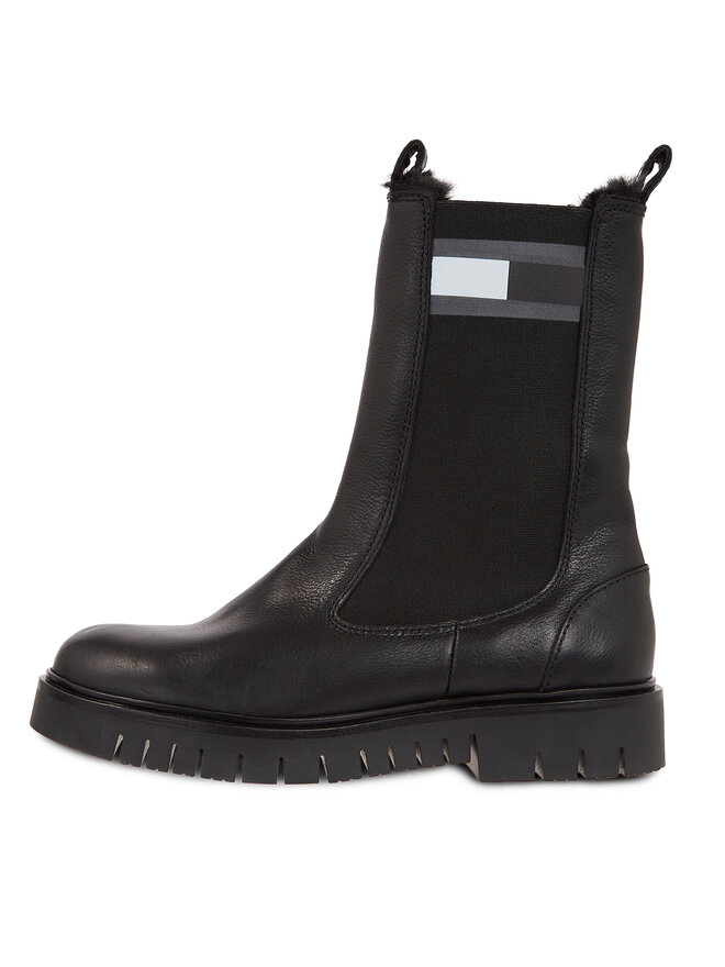 Tommy Jeans Členková obuv s elastickým prvkom Tommy Jeans Tjw Warmlined Chelsea Boot EN0EN02313 Čierna