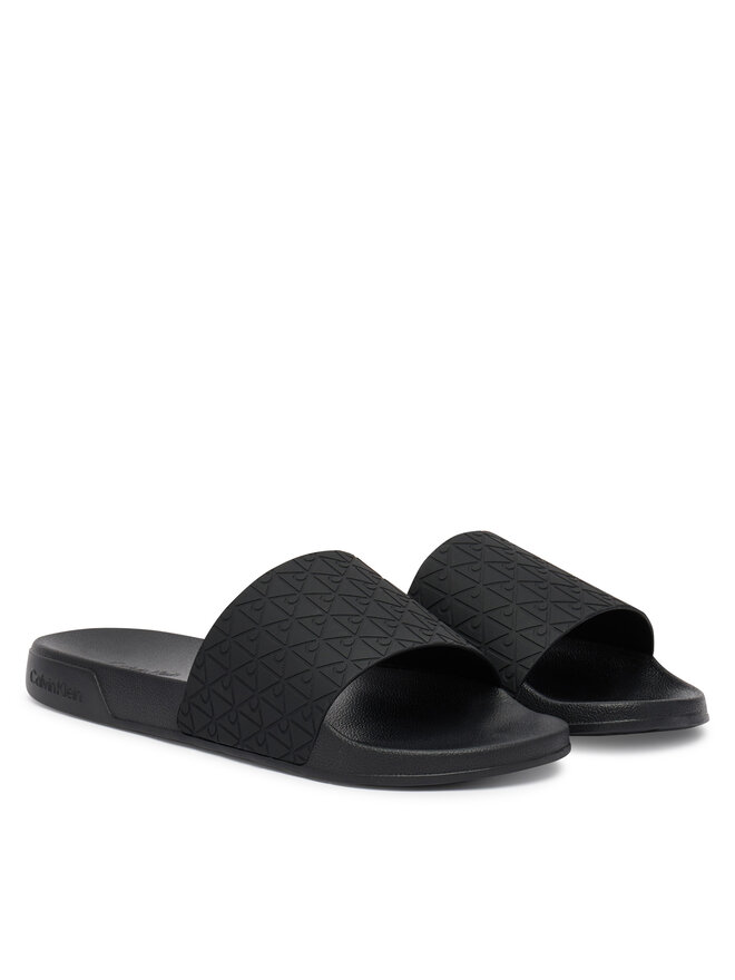 Calvin Klein Pantoletten Calvin Klein Ess Slid Pu Aop HM0HM02110 Schwarz