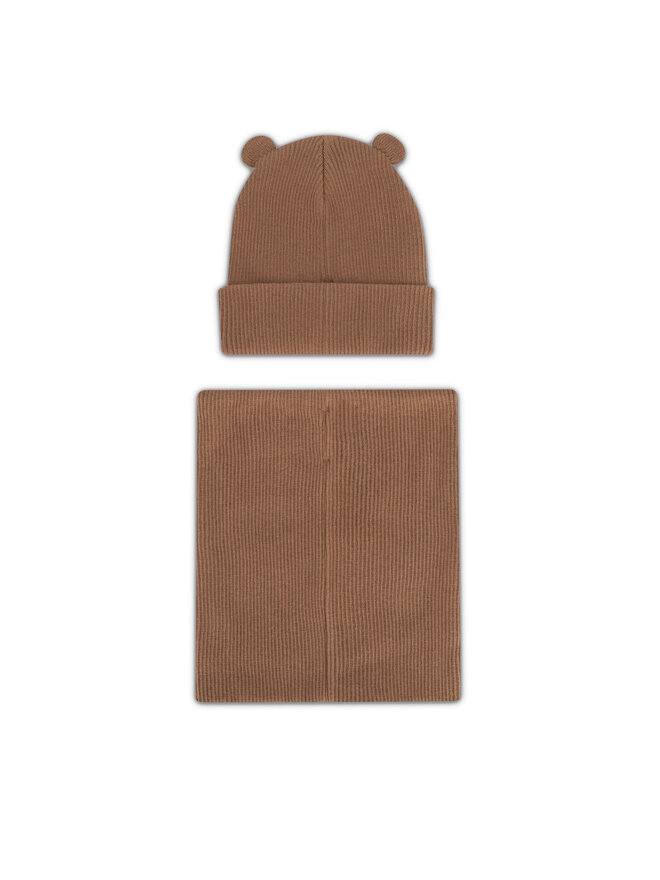 Action Boy Σετ σκούφος και κασκόλ λαιμός Action Boy 8KF-001-AW24 Καφέ