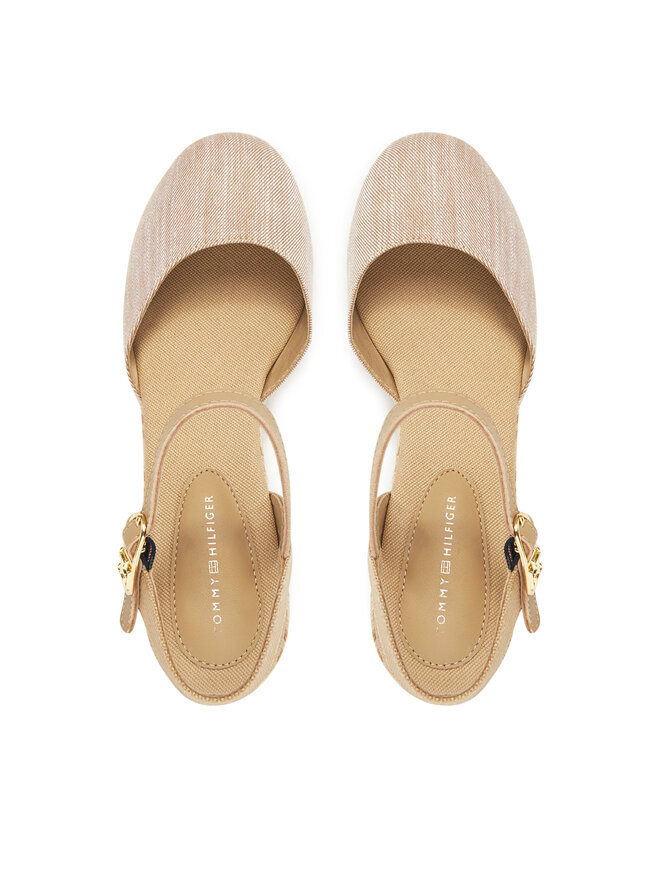 Tommy Hilfiger Espadryle Tommy Hilfiger Chambray Mid Wedge Espad FW0FW08477 Beżowy