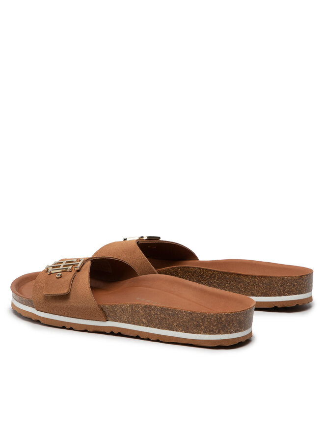 Tommy Hilfiger Pantoletten Tommy Hilfiger Th Molded Footbed Flat Sandal FW0FW06244 Braun
