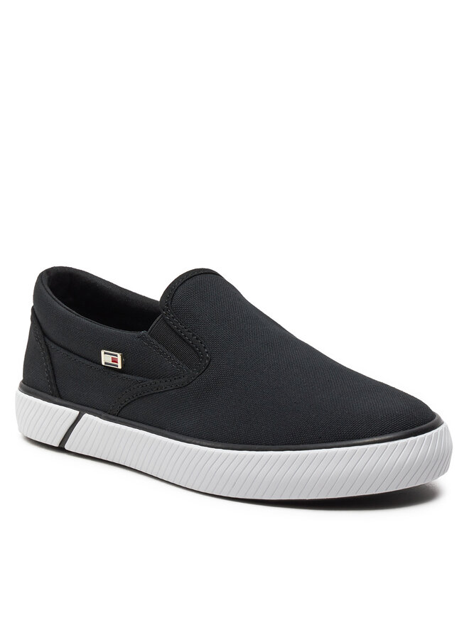 Tommy Hilfiger Teniszcipő Tommy Hilfiger Vulc Canvas Slip-On Sneaker FW0FW08065 Fekete