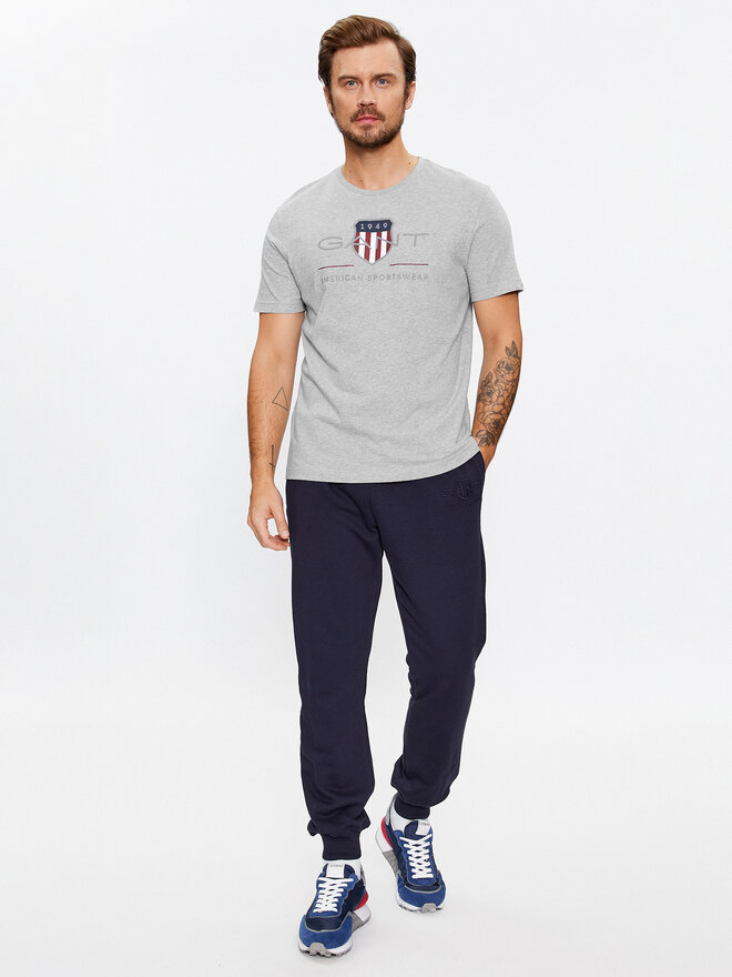 Gant Gant Marškinėliai Reg Archive Shield Ss 2003199 Pilka Regular Fit