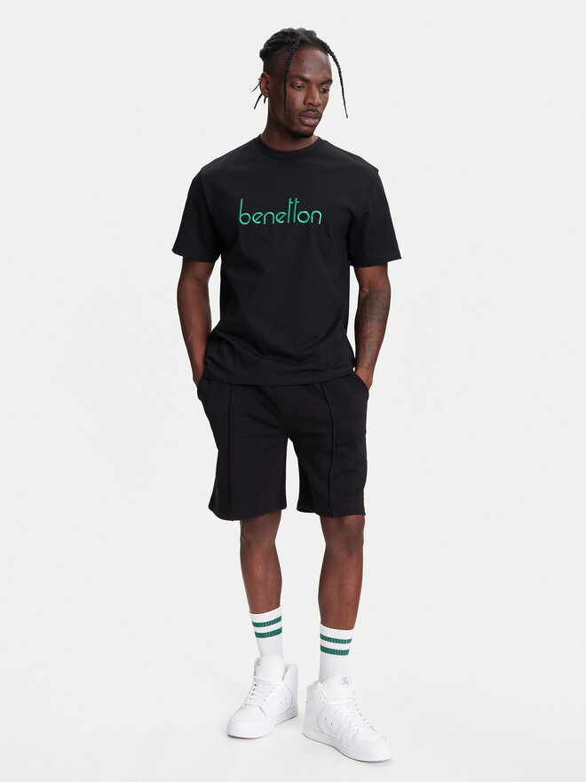 United Colors Of Benetton United Colors Of Benetton Póló 3MI6U109O Fekete Oversize