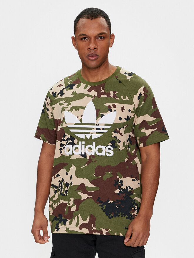 adidas adidas Marškinėliai Camo IS0215 Žalia Regular Fit