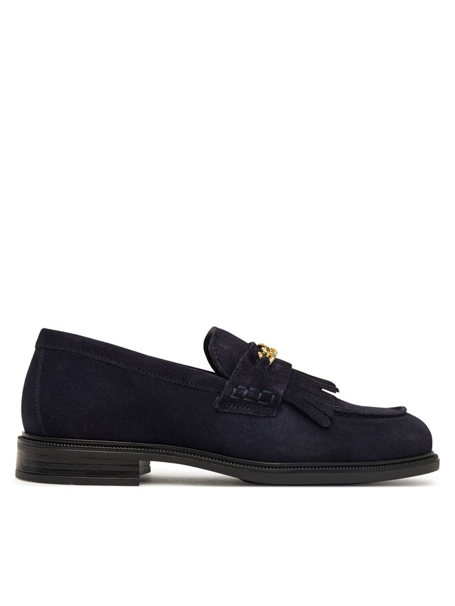 Tommy Hilfiger Slipper Tommy Hilfiger Th Chain Fringe Suede Loafer FW0FW09918 Dunkelblau