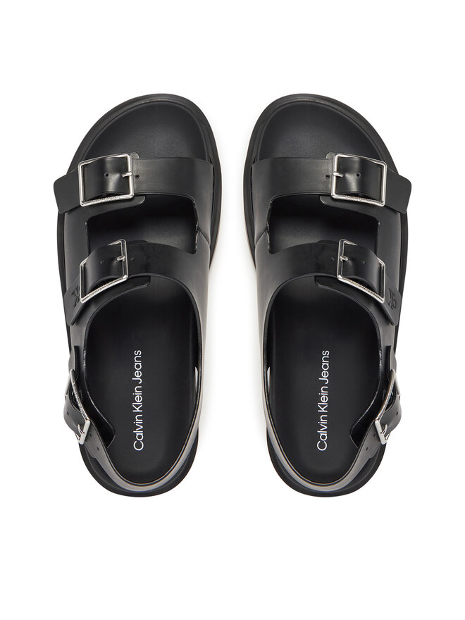 Calvin Klein Jeans Σανδάλια Calvin Klein Jeans Flat Molded Sandal Buckle YW0YW01785 Μαύρο