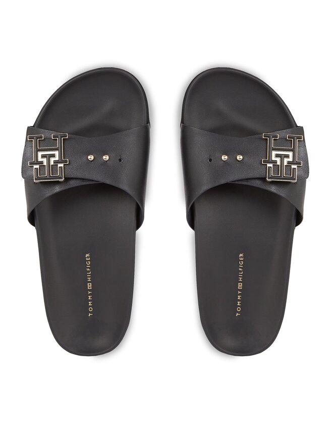   HARDWARE FLATサンダル Klapki Tommy Hilfiger Th Hardware Leather Flat Sandal