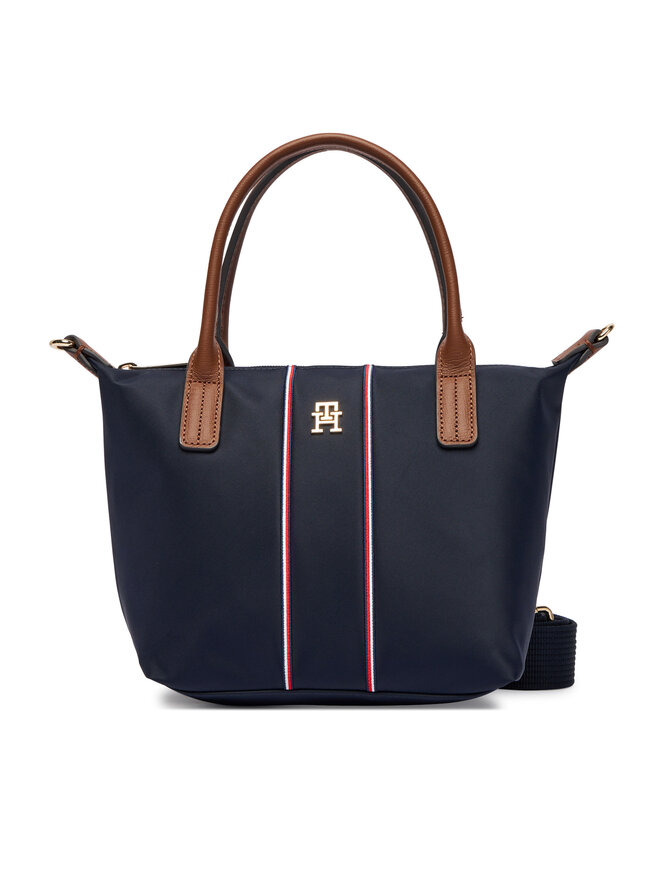 Tommy Hilfiger Handtasche Tommy Hilfiger Popette Mini Tote Corp AW0AW17707 Dunkelblau