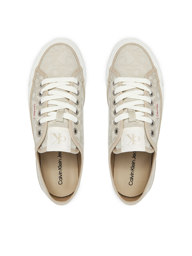 Calvin Klein Jeans Sportcipők Calvin Klein Jeans Vulc Flatf Jacquard Aop YW0YW01965 Bézs