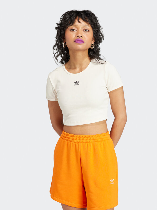 adidas adidas Marškinėliai Essentials IJ7804 Smėlio Slim Fit