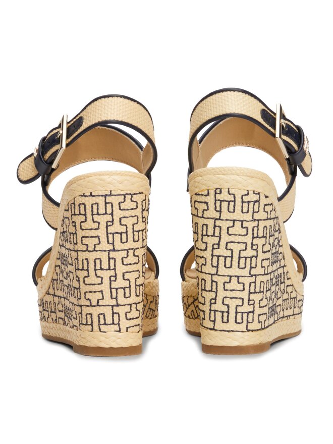 Tommy Hilfiger Sandalias Tommy Hilfiger Platform Th Mono Rafia Wedge FW0FW08052 Beis