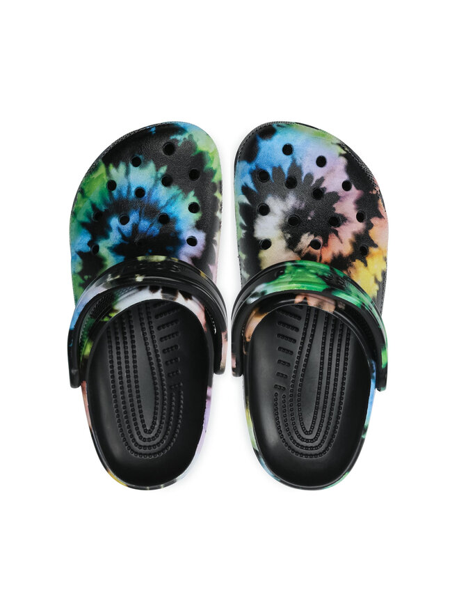 Black tie dye crocs sales