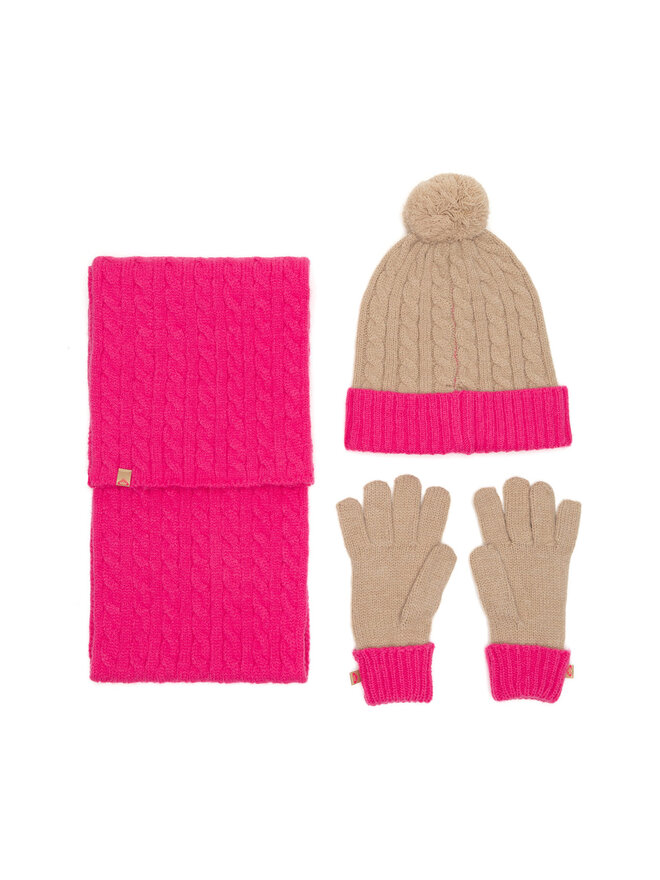 Roxy Cepures, šallītes un cimdu komplekts Roxy RX-KF-001-AW24 Rozā