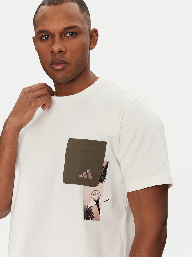 adidas adidas T-Shirt Lens Elevated Pocket Graphic JJ3928 Weiß Loose Fit