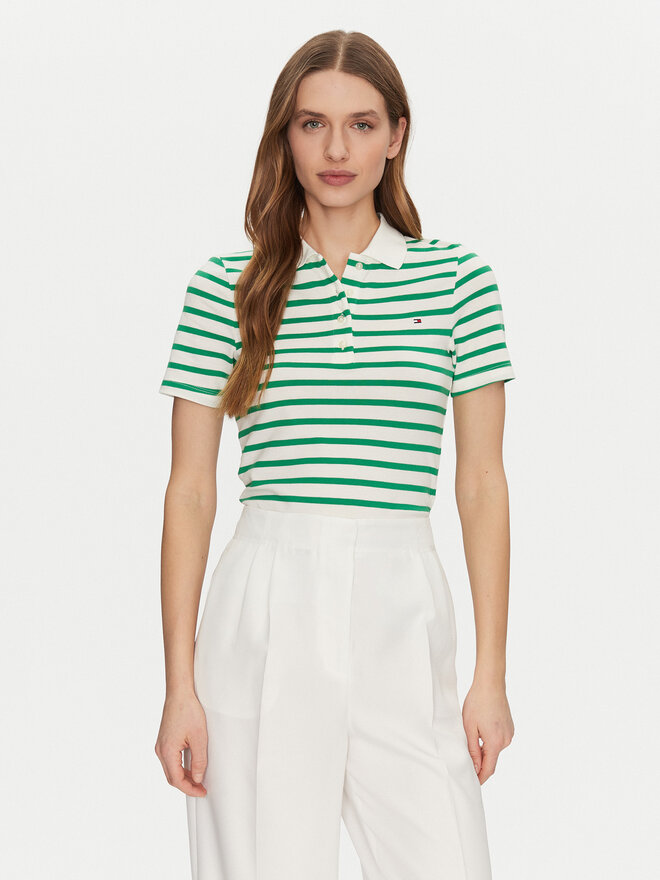 Tommy Hilfiger Tommy Hilfiger Pólóing 1985 WW0WW43225 Zöld Slim Fit