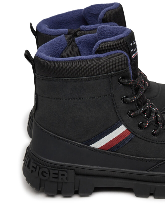 Tommy Hilfiger Черевики туристичні Tommy Hilfiger Stripes Fur Boot T3X5-33713-1487 S Чорний