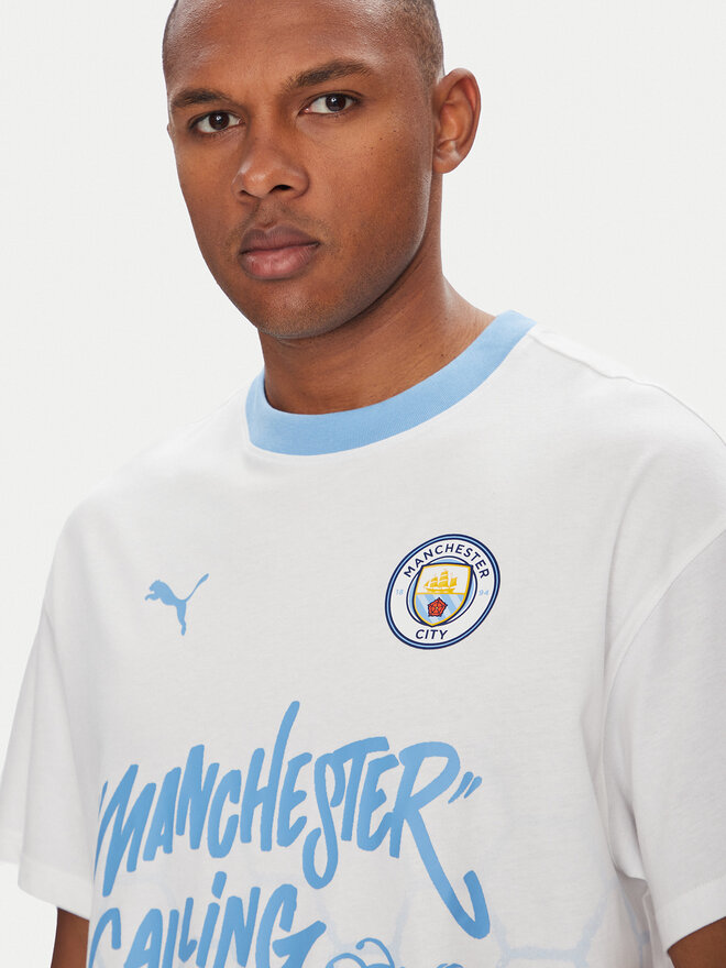 Puma Puma Marškinėliai CWC Hoops x Man City 631695 Balta Regular Fit
