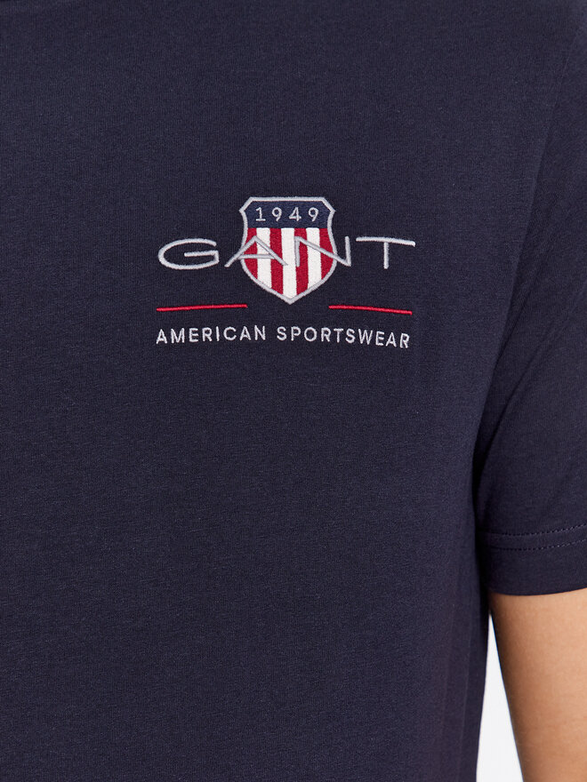 Gant Gant Marškinėliai Reg Archive Shield Emb Ss 2067004 Tamsiai mėlyna Regular Fit