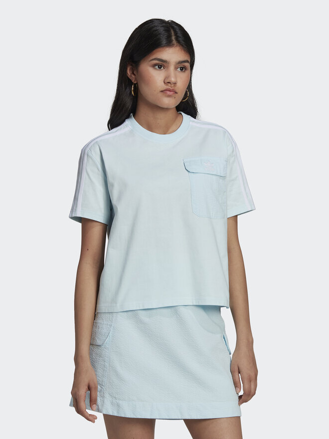 adidas adidas Футболка Adicolor Classics Poplin Back Loose Tee HL9302 Блакитний Loose Fit